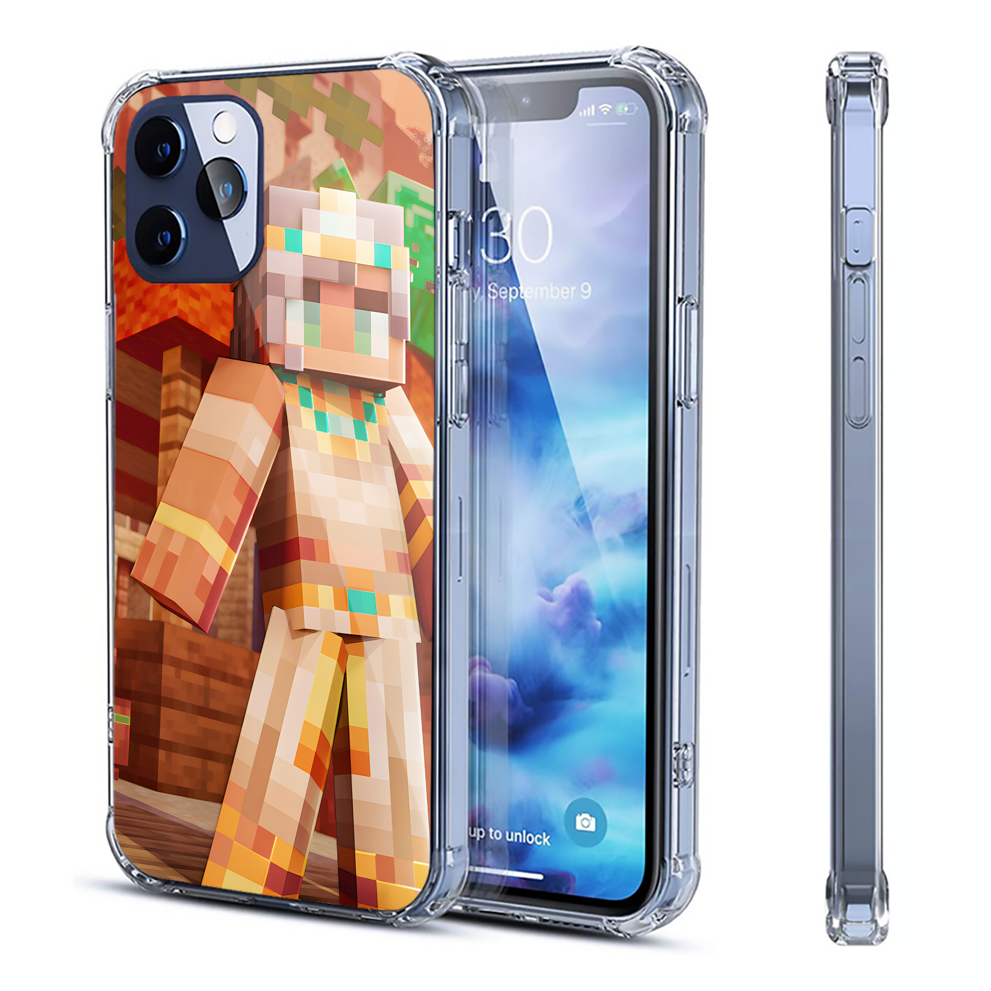 （画像用） マインクラフト ブロックの世界 Minecraft MC Block world 【iPhone 12シリーズ対応】透明スマホケース（クリアソフトケース）